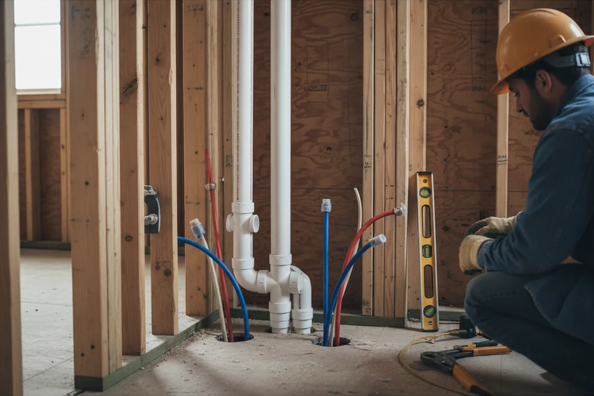 Drain and supply rough-in during Toilet Repair and Installation in Plattenville